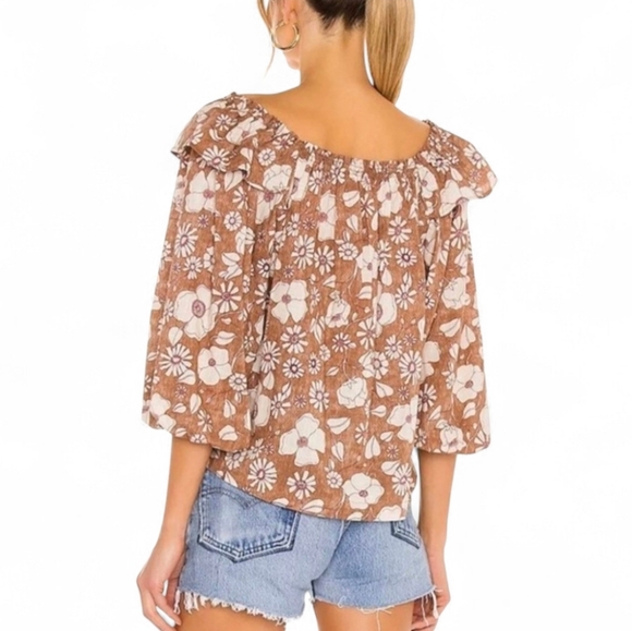 FREE PEOPLE Miss Daisy Floral Off Shoulder Flowy Top - XL - Picture 2 of 7